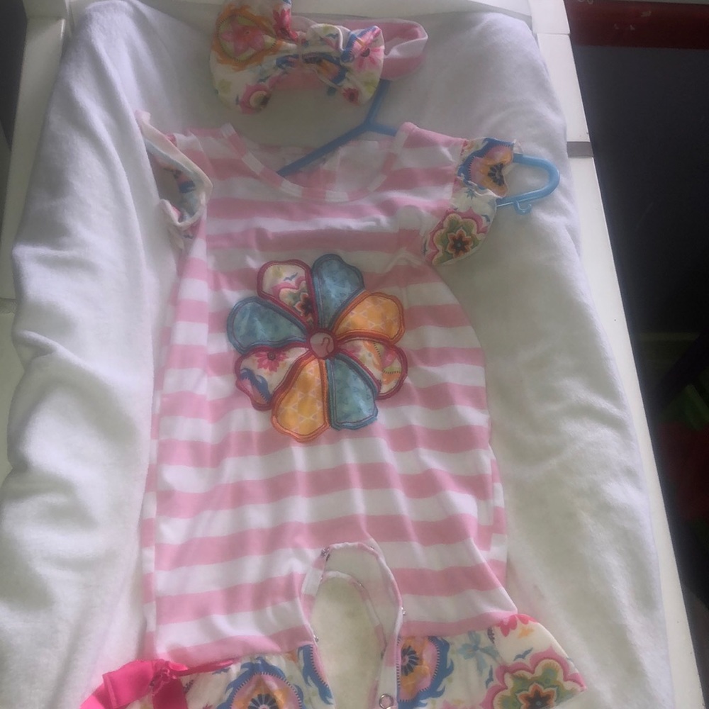 Baby boutique outfit and headband